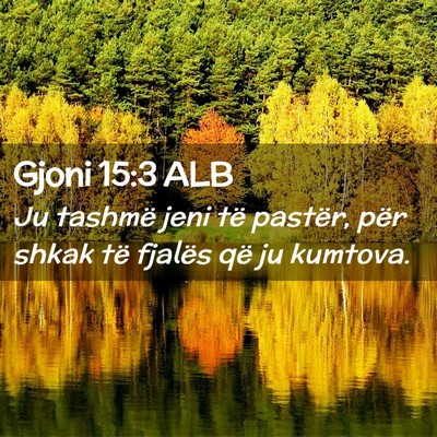 Picture 02 - Gjoni 15:3 ALB - Ju tashmë jeni të pastër, për shkak të - Bible Verse Picture