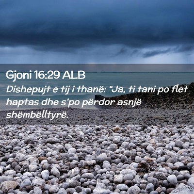 Picture 02 - Gjoni 16:29 ALB - Dishepujt e tij i thanë: “Ja, ti tani po flet - Bible Verse Picture