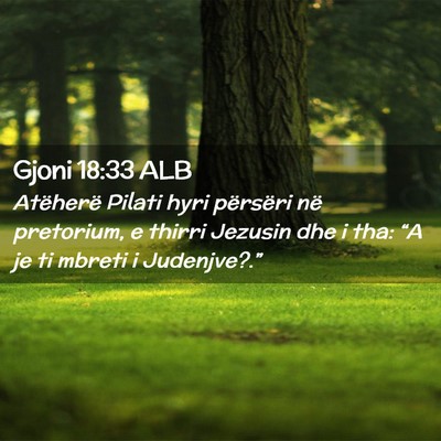 Picture 02 - Gjoni 18:33 ALB - Atëherë Pilati hyri përsëri në pretorium, e - Bible Verse Picture