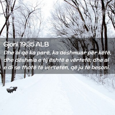 Picture 02 - Gjoni 19:35 ALB - Dhe ai që ka parë, ka dëshmuar për këtë, - Bible Verse Picture