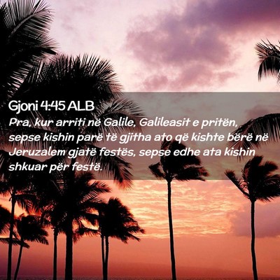 Picture 02 - Gjoni 4:45 ALB - Pra, kur arriti në Galile, Galileasit e pritën, - Bible Verse Picture