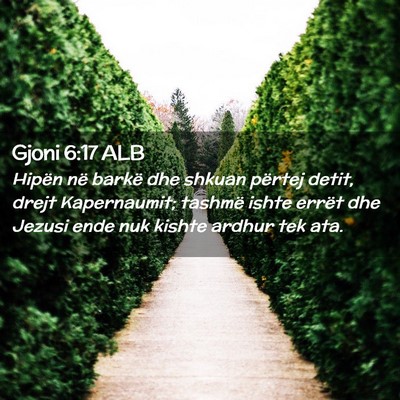 Picture 02 - Gjoni 6:17 ALB - Hipën në barkë dhe shkuan përtej detit, drejt - Bible Verse Picture