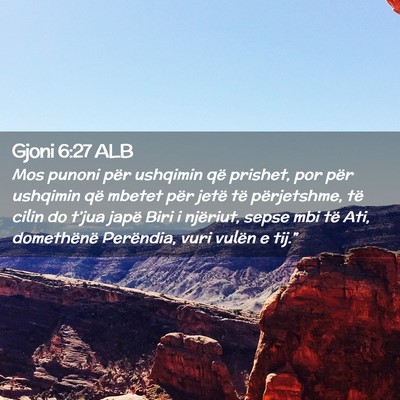 Picture 02 - Gjoni 6:27 ALB - Mos punoni për ushqimin që prishet, por për - Bible Verse Picture