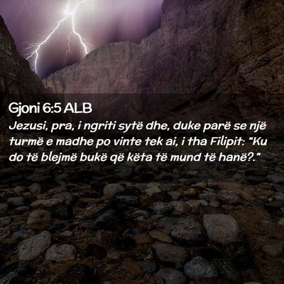 Picture 02 - Gjoni 6:5 ALB - Jezusi, pra, i ngriti sytë dhe, duke parë se - Bible Verse Picture