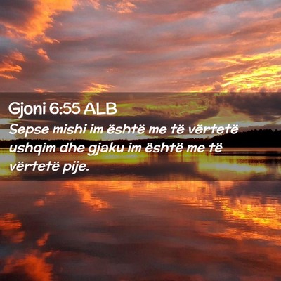 Picture 02 - Gjoni 6:55 ALB - Sepse mishi im është me të vërtetë ushqim - Bible Verse Picture