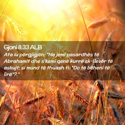 Picture 02 - Gjoni 8:33 ALB - Ata iu përgjigjën: “Ne jemi pasardhës të - Bible Verse Picture
