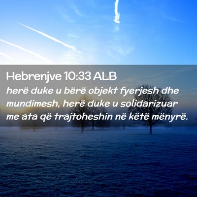 Picture 02 - Hebrenjve 10:33 ALB - herë duke u bërë objekt fyerjesh dhe - Bible Verse Picture