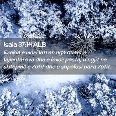 Picture 02 - Isaia 37:14 ALB - Ezekia e mori letrën nga duart e lajmëtarëve - Bible Verse Picture