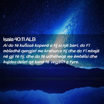 Picture 02 - Isaia 40:11 ALB - Ai do të kullosë kopenë e tij si një bari, do - Bible Verse Picture