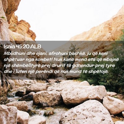 Picture 02 - Isaia 45:20 ALB - Mblidhuni dhe ejani, afrohuni bashkë, ju që - Bible Verse Picture