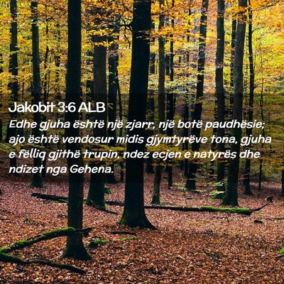 Picture 02 - Jakobit 3:6 ALB - Edhe gjuha është një zjarr, një botë - Bible Verse Picture