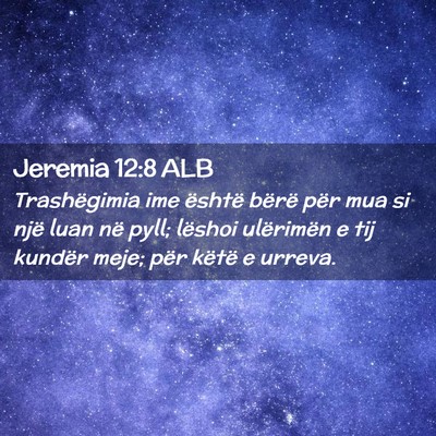 Picture 02 - Jeremia 12:8 ALB - Trashëgimia ime është bërë për mua si një - Bible Verse Picture