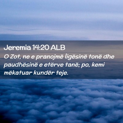 Picture 02 - Jeremia 14:20 ALB - O Zot, ne e pranojmë ligësinë tonë dhe - Bible Verse Picture