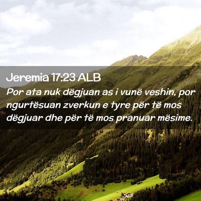 Picture 02 - Jeremia 17:23 ALB - Por ata nuk dëgjuan as i vunë veshin, por - Bible Verse Picture
