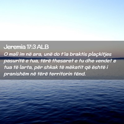 Picture 02 - Jeremia 17:3 ALB - O mali im në ara, unë do t’ia braktis - Bible Verse Picture