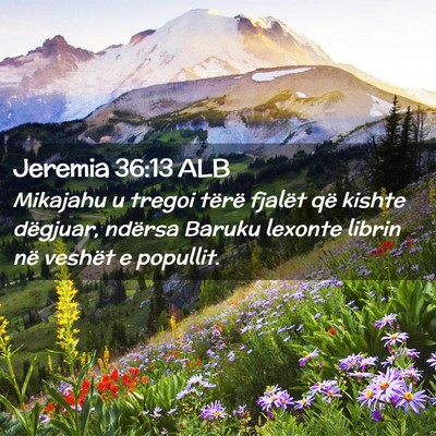 Picture 02 - Jeremia 36:13 ALB - Mikajahu u tregoi tërë fjalët që kishte - Bible Verse Picture