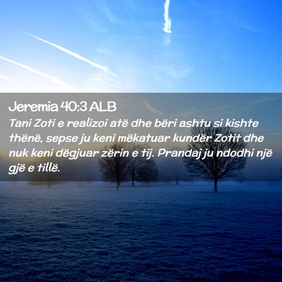 Picture 02 - Jeremia 40:3 ALB - Tani Zoti e realizoi atë dhe bëri ashtu si - Bible Verse Picture