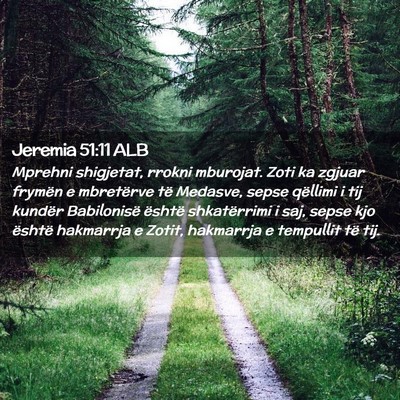 Picture 02 - Jeremia 51:11 ALB - Mprehni shigjetat, rrokni mburojat. Zoti ka - Bible Verse Picture