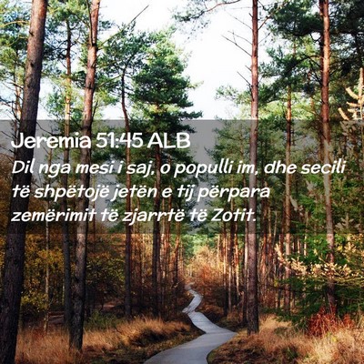 Picture 02 - Jeremia 51:45 ALB - Dil nga mesi i saj, o populli im, dhe secili të - Bible Verse Picture