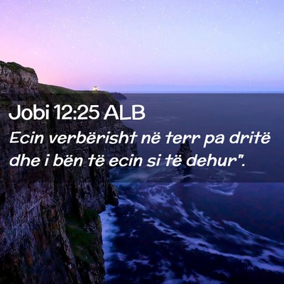 Picture 02 - Jobi 12:25 ALB - Ecin verbërisht në terr pa dritë dhe i bën - Bible Verse Picture