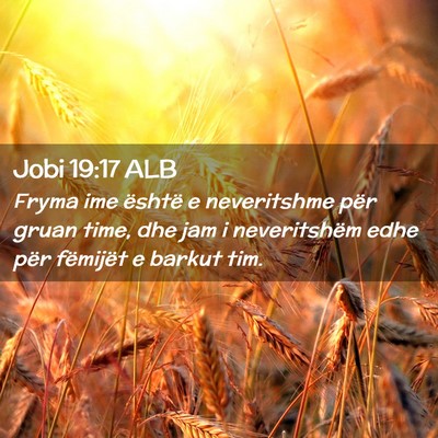 Picture 02 - Jobi 19:17 ALB - Fryma ime është e neveritshme për gruan time, - Bible Verse Picture