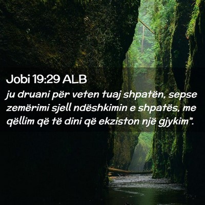 Picture 02 - Jobi 19:29 ALB - ju druani për veten tuaj shpatën, sepse - Bible Verse Picture
