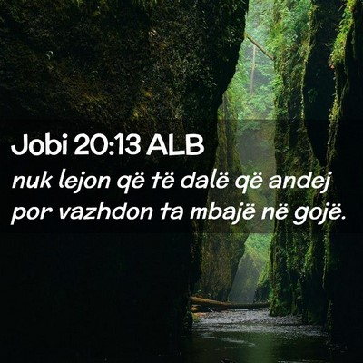 Picture 02 - Jobi 20:13 ALB - nuk lejon që të dalë që andej por vazhdon ta - Bible Verse Picture