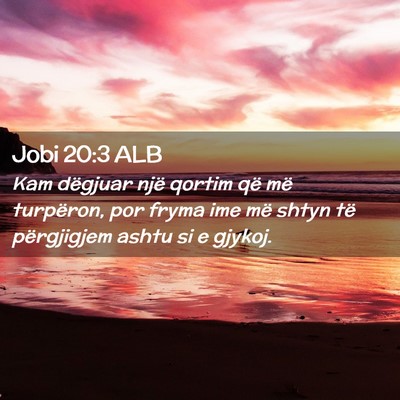 Picture 02 - Jobi 20:3 ALB - Kam dëgjuar një qortim që më turpëron, por - Bible Verse Picture