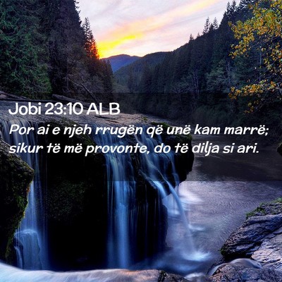 Picture 02 - Jobi 23:10 ALB - Por ai e njeh rrugën që unë kam marrë; sikur - Bible Verse Picture