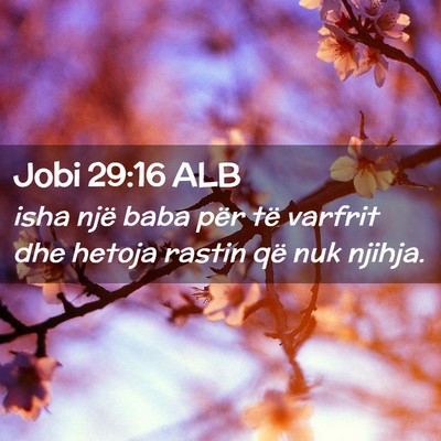 Picture 02 - Jobi 29:16 ALB - isha një baba për të varfrit dhe hetoja rastin - Bible Verse Picture