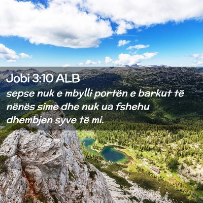 Picture 02 - Jobi 3:10 ALB - sepse nuk e mbylli portën e barkut të nënës - Bible Verse Picture