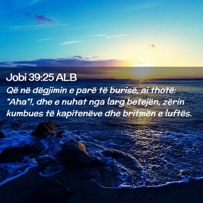Picture 02 - Jobi 39:25 ALB - Që në dëgjimin e parë të burisë, ai thotë: - Bible Verse Picture