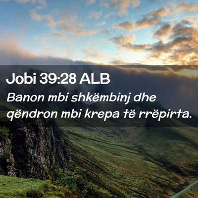 Picture 02 - Jobi 39:28 ALB - Banon mbi shkëmbinj dhe qëndron mbi krepa të - Bible Verse Picture
