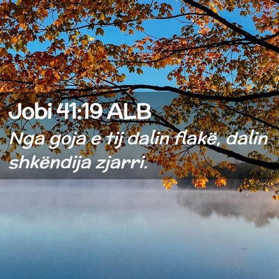 Picture 02 - Jobi 41:19 ALB - Nga goja e tij dalin flakë, dalin shkëndija - Bible Verse Picture