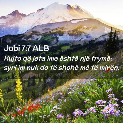 Picture 02 - Jobi 7:7 ALB - Kujto që jeta ime është një frymë; syri im - Bible Verse Picture