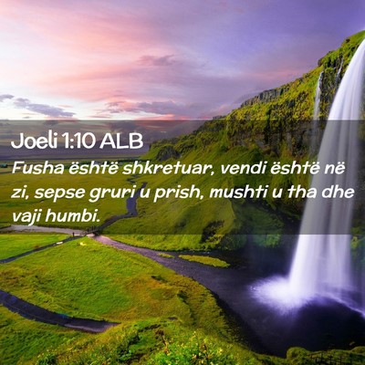 Picture 02 - Joeli 1:10 ALB - Fusha është shkretuar, vendi është në zi, - Bible Verse Picture