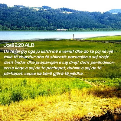 Picture 02 - Joeli 2:20 ALB - Do të largoj nga ju ushtrinë e veriut dhe do ta - Bible Verse Picture