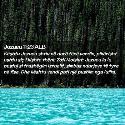 Picture 02 - Jozueu 11:23 ALB - Kështu Jozueu shtiu në dorë tërë vendin, - Bible Verse Picture
