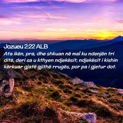 Picture 02 - Jozueu 2:22 ALB - Ata ikën, pra, dhe shkuan në mal ku ndenjën - Bible Verse Picture