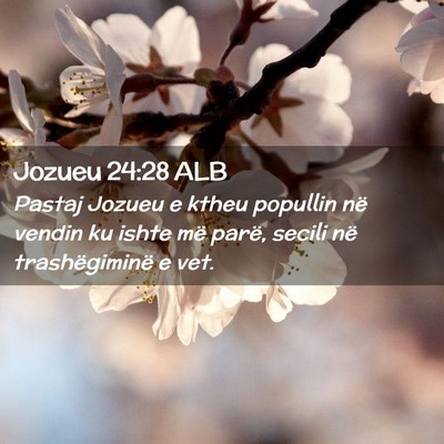 Picture 02 - Jozueu 24:28 ALB - Pastaj Jozueu e ktheu popullin në vendin ku - Bible Verse Picture
