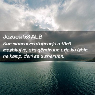Picture 02 - Jozueu 5:8 ALB - Kur mbaroi rrethprerja e tërë meshkujve, ata - Bible Verse Picture