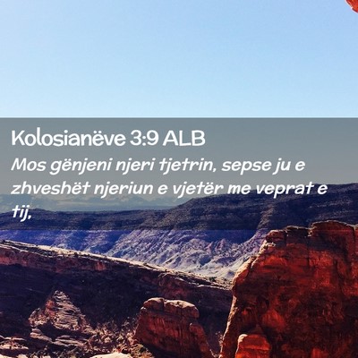 Picture 02 - Kolosianëve 3:9 ALB - Mos gënjeni njeri tjetrin, sepse ju e zhveshët - Bible Verse Picture
