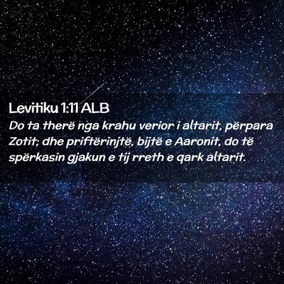 Picture 02 - Levitiku 1:11 ALB - Do ta therë nga krahu verior i altarit, përpara - Bible Verse Picture