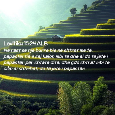 Picture 02 - Levitiku 15:24 ALB - Në rast se një burrë bie në shtrat me të, - Bible Verse Picture