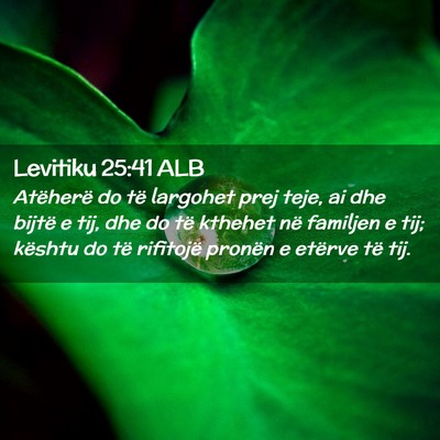Picture 02 - Levitiku 25:41 ALB - Atëherë do të largohet prej teje, ai dhe - Bible Verse Picture