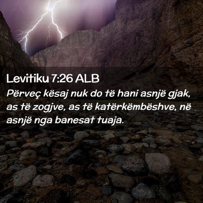 Picture 02 - Levitiku 7:26 ALB - Përveç kësaj nuk do të hani asnjë gjak, as - Bible Verse Picture