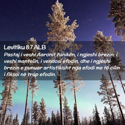 Picture 02 - Levitiku 8:7 ALB - Pastaj i veshi Aaronit tunikën, i ngjeshi - Bible Verse Picture