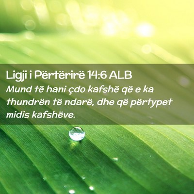 Picture 02 - Ligji i Përtërirë 14:6 ALB - Mund të hani çdo kafshë që e ka thundrën të - Bible Verse Picture