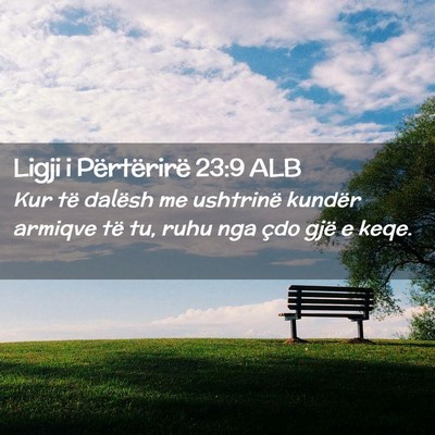 Picture 02 - Ligji i Përtërirë 23:9 ALB - Kur të dalësh me ushtrinë kundër armiqve të - Bible Verse Picture