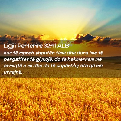 Picture 02 - Ligji i Përtërirë 32:41 ALB - kur të mpreh shpatën time dhe dora ime të - Bible Verse Picture
